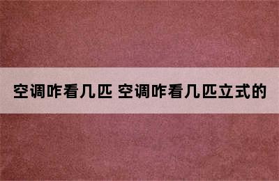 空调咋看几匹 空调咋看几匹立式的